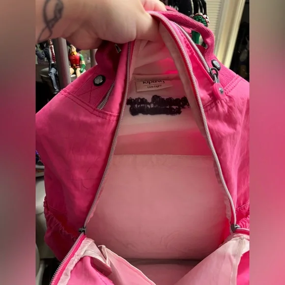 Kipling Seoul Extra Large 17" Laptop Backpack Zip Pockets 47cm Pink Sparkle - Picture 9 of 13